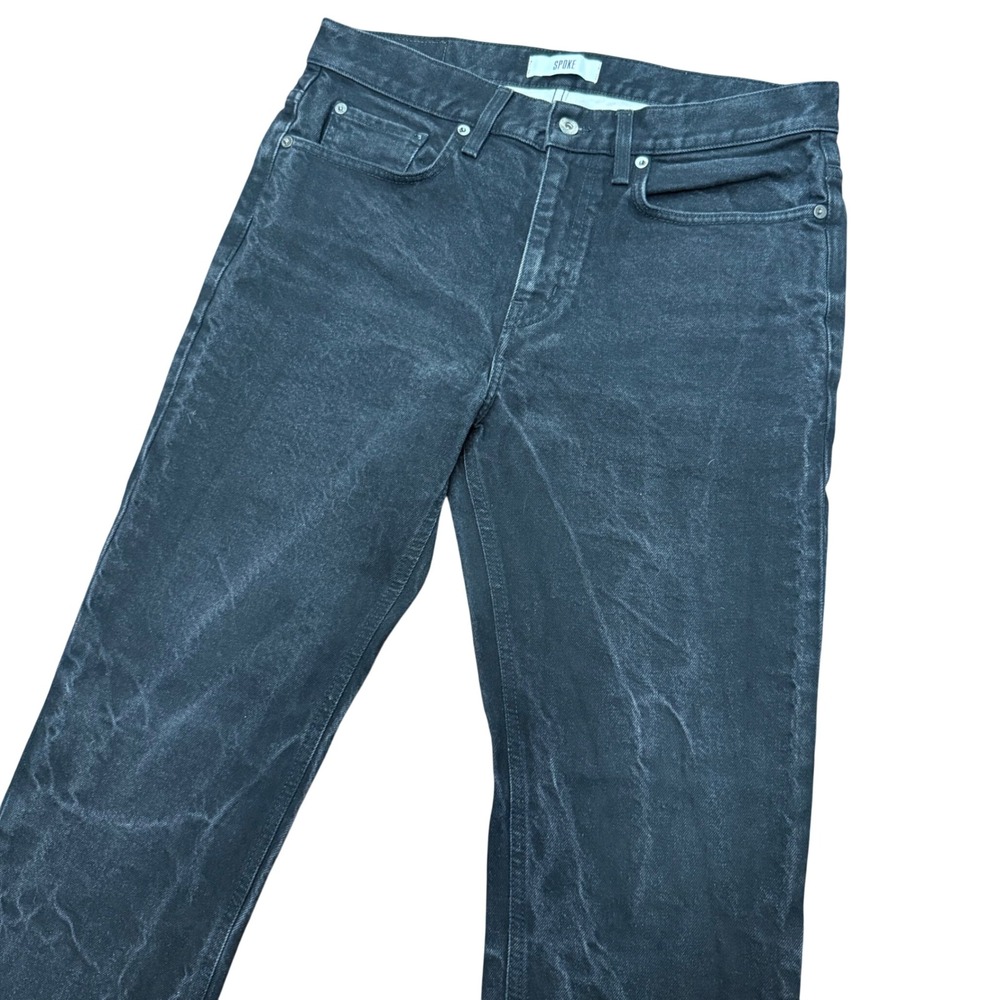 SPOKE Denim Jeans Mens 31 Black Build A Heavy Wash Straight‎ Leg Cotton Stretch